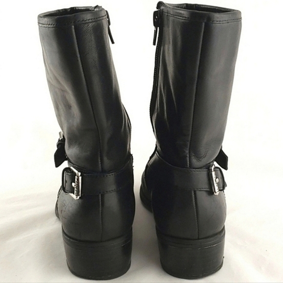 Ralph Lauren Mesi Black Leather Ankle Boots Dual Buckle Strap Almond Toe Size 6B - Picture 3 of 15